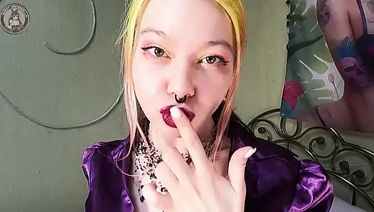 Sticky Kisses Red Lipstick All Over His Chest