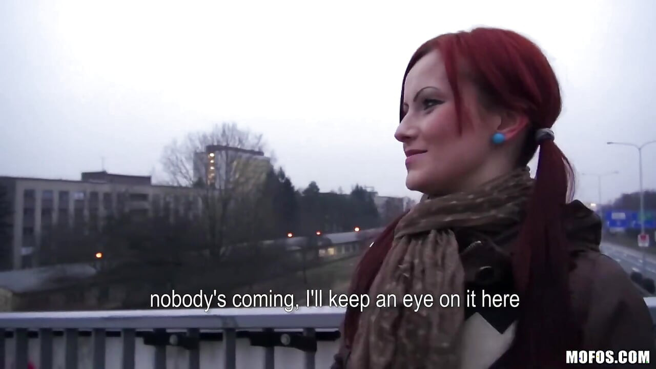 Public Pickups - Red Head Belinda & Steve Strip Down for a Wild Public Bridge Sex Session in the Freezing Cold