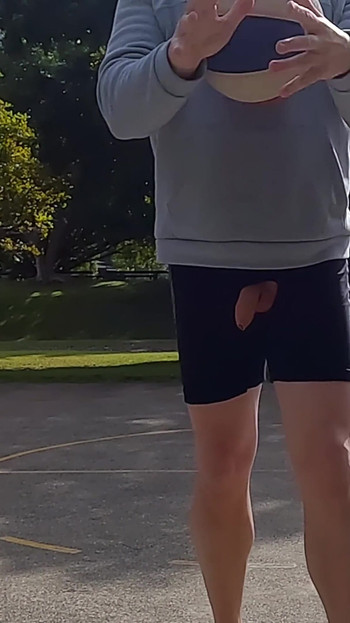 Powerful moment from "Straight guy playing basketball in public with his dick out."