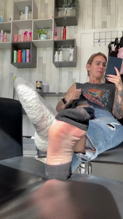 Emotional moment from "Gwen's Next Level Sock Strip"