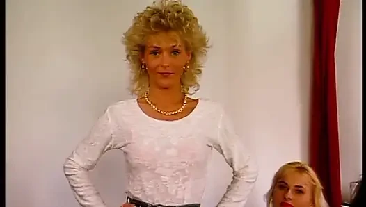 Vintage babes getting naked and touching each other at casting