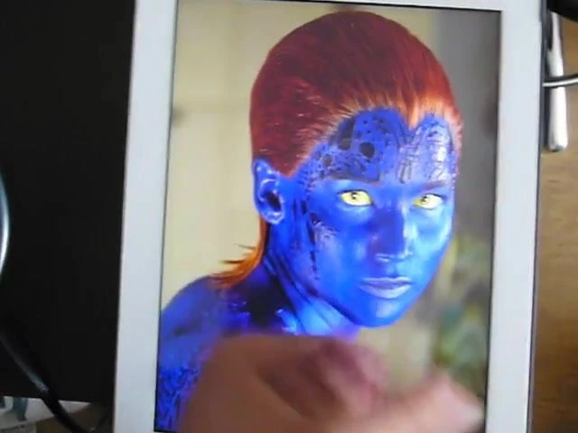Cum on Jennifer Lawrence as Mystique - April 2014