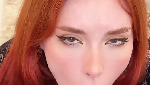 Redhead Beauty in Fishnet Bodystocking Deepthroats and Lustful Fucks till Cum on Ass - Sweetie Fox