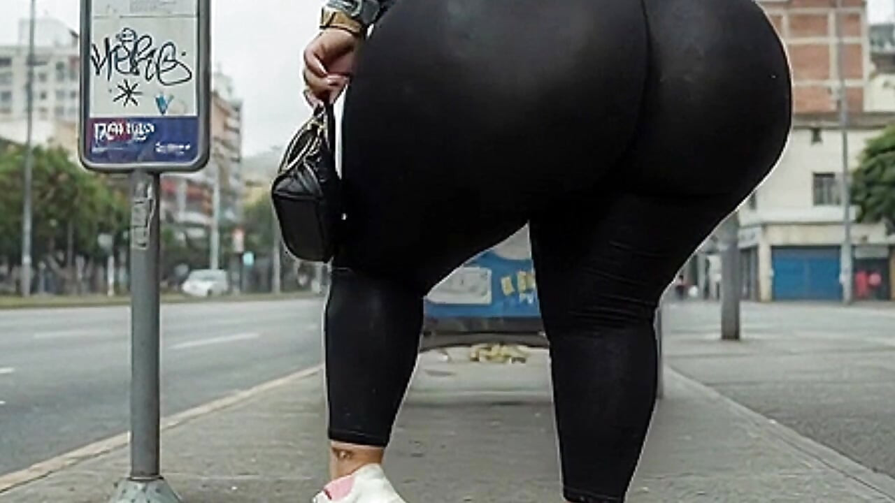 "Grandota enmascarada cambia de polainas negras a tanga pequeña en la parada de autobús público"