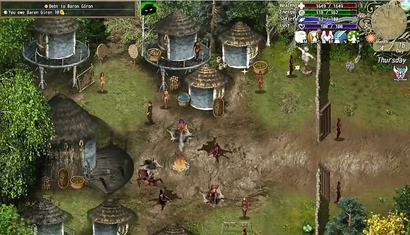 A Struggle with Sin - Gameplay - Roleplay - Threesome with Two Perfect Body MILF in Village Hut