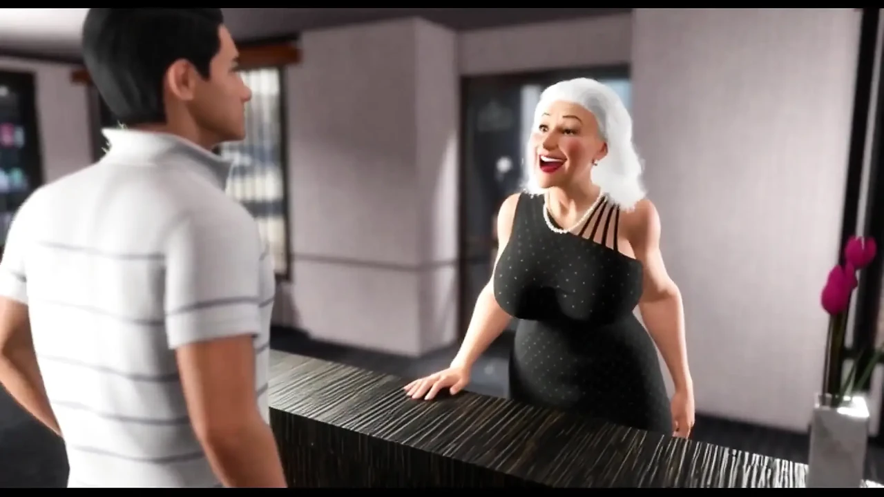 70 Yo Sexy Granny with Big Boobs and Young Hairdresser