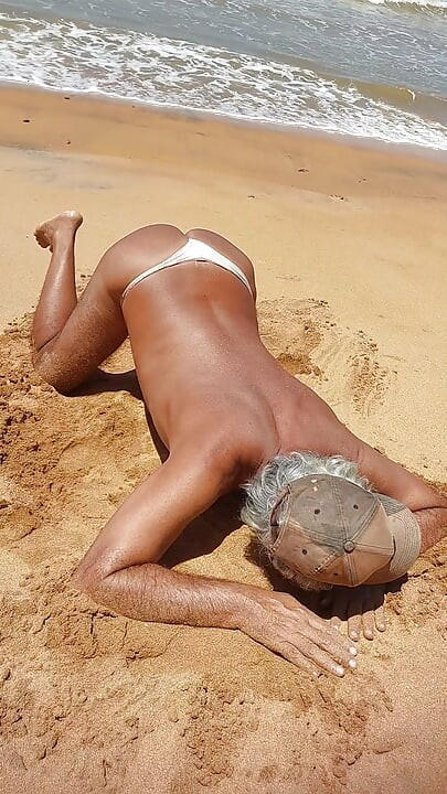 Ladysilva on the beach in panties tanning her hot ass