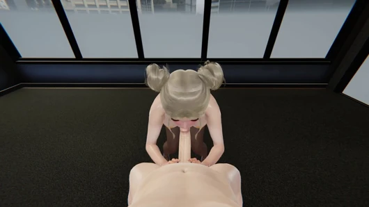 Hentai 3D: geiles büro risa zwei hände handjob, schlampiger blowjob und gloryhole, kehlenfick und cumshot