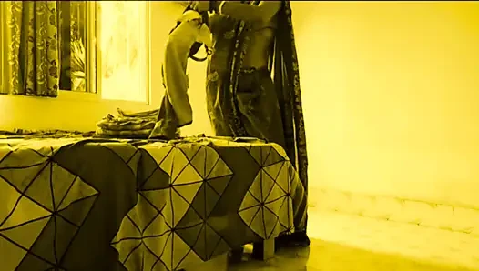 Young devar Fucks Hot Bhabi Sweet Tight Pussy When she is folding sarees at home.