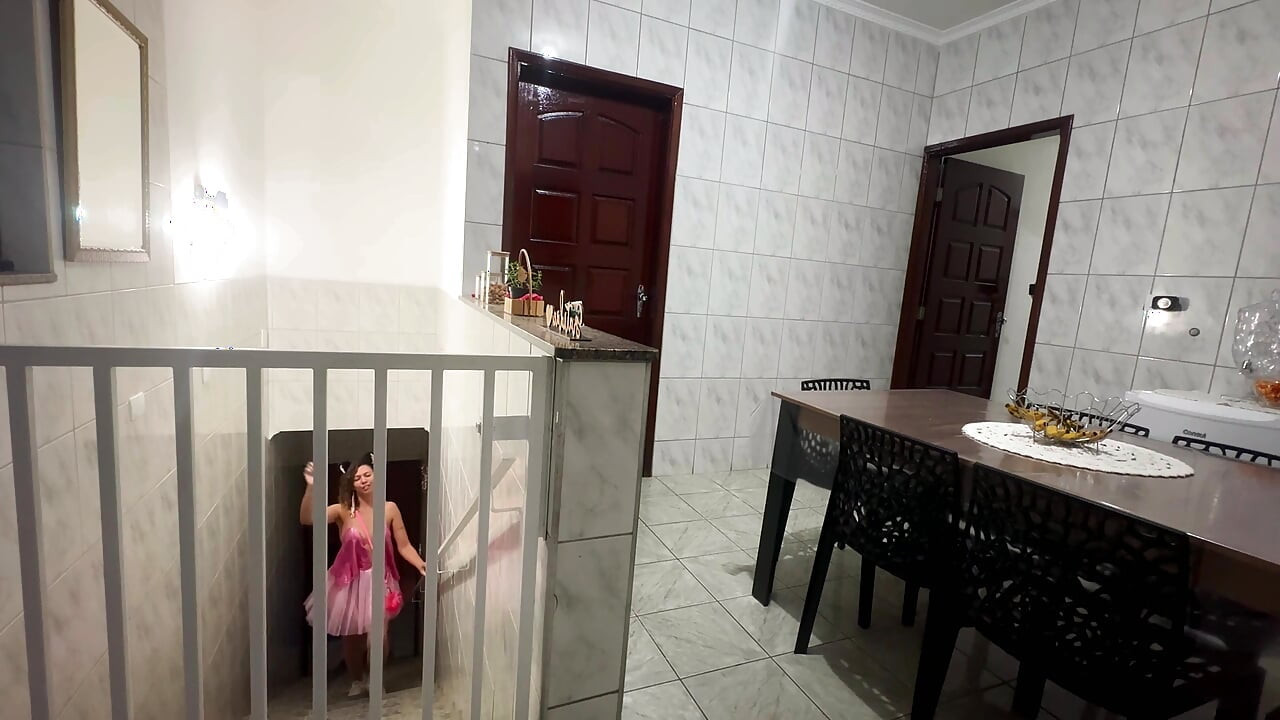 Naughty stepdaughter lets him take off her clothes so they can go to bed.