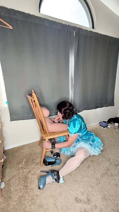 Sissy Maid Gets Her Collar Locked to Her Doll's Cock!