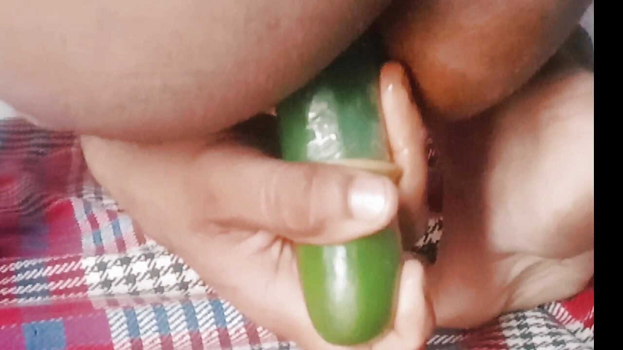 Only cucumber inside my anus with condom