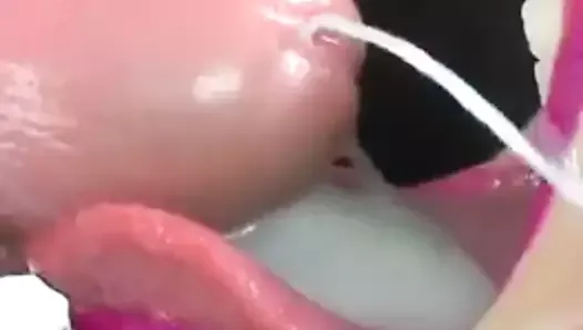 Closeup cum in mouth