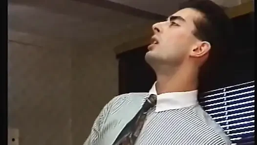 Sexy Secretary Ass Fucked and Cummed Inside and on Face by Two Big Cocks