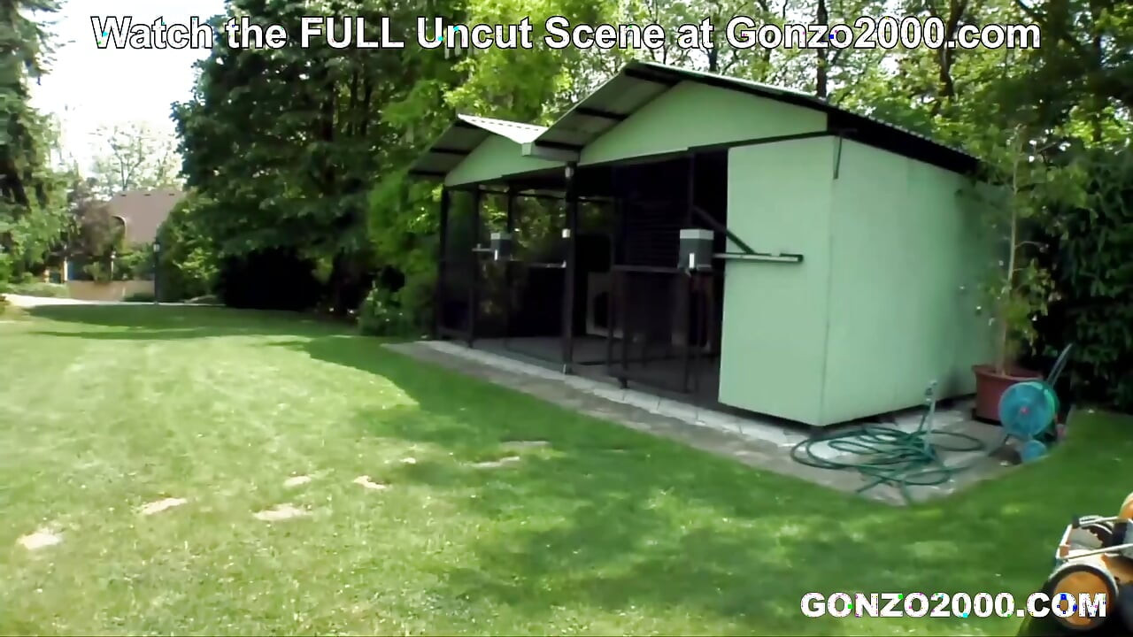 Mugur Mows the Lawn in Maid Outfit while Shalina is Locked in a Cage at Gonzo2000