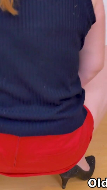 European milf Elisabeth loves doing a striptease, showing off her slightly saggy boobs and rubbing her breedable cunt | Clip 1