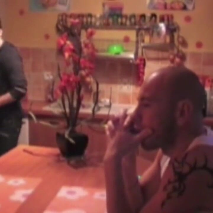 Flo fucked by the big cock of Jess in the kitchen