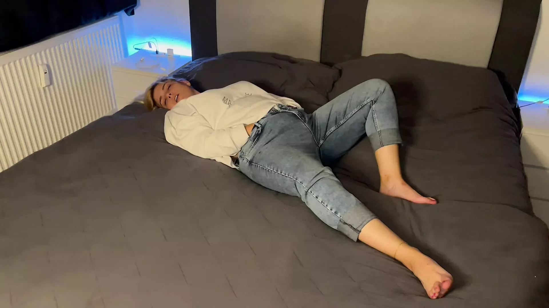 Masturbation in the head cinema multiple orgasms satisfyer fingering wet on bed clitoris rubbing solo voice Time for me
