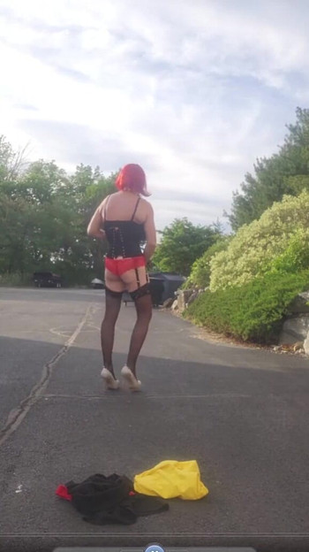 Epic moment from "DeeDeeSlut69 Crossdresser Wearing a Yellow Dress in Public then Stripping"