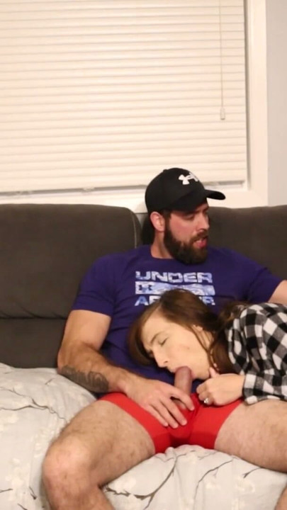 Stepmother and stepson. Risky creampie on the couch. | Clip 1