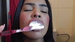 Black girl teeth brushing fetish!