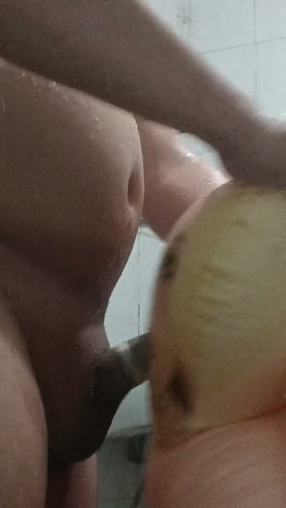 My blow-up doll sucks my cock in the bathroom while we're showering. | Clip 2