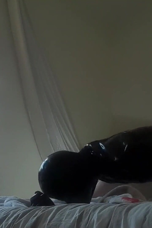 Laura is wearing a condom latex catsuit and high heels, roughly fucked and throatfucked