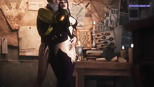 Zierliche elfe muss ihrem meister gehorchen, damit sie hardcore-sex hat - realistische 3D-animation