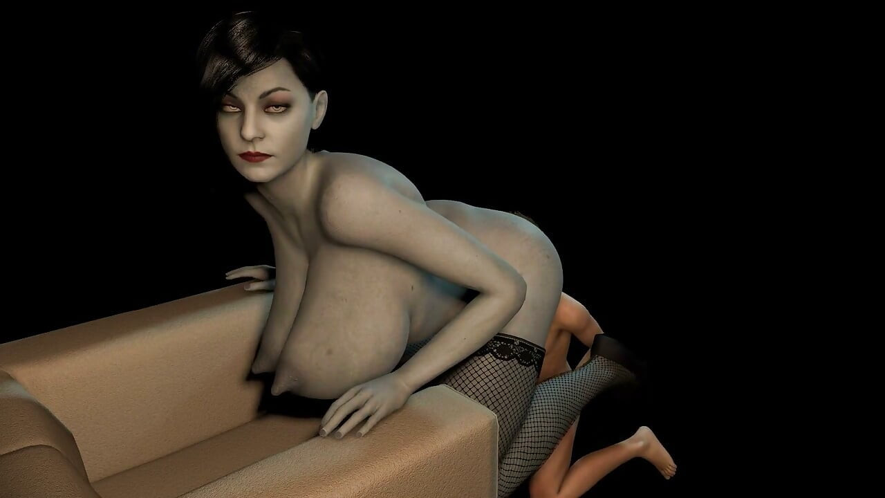 Lady Dimitrescu se fait éjaculer dessus pour lui bouffer la chatte