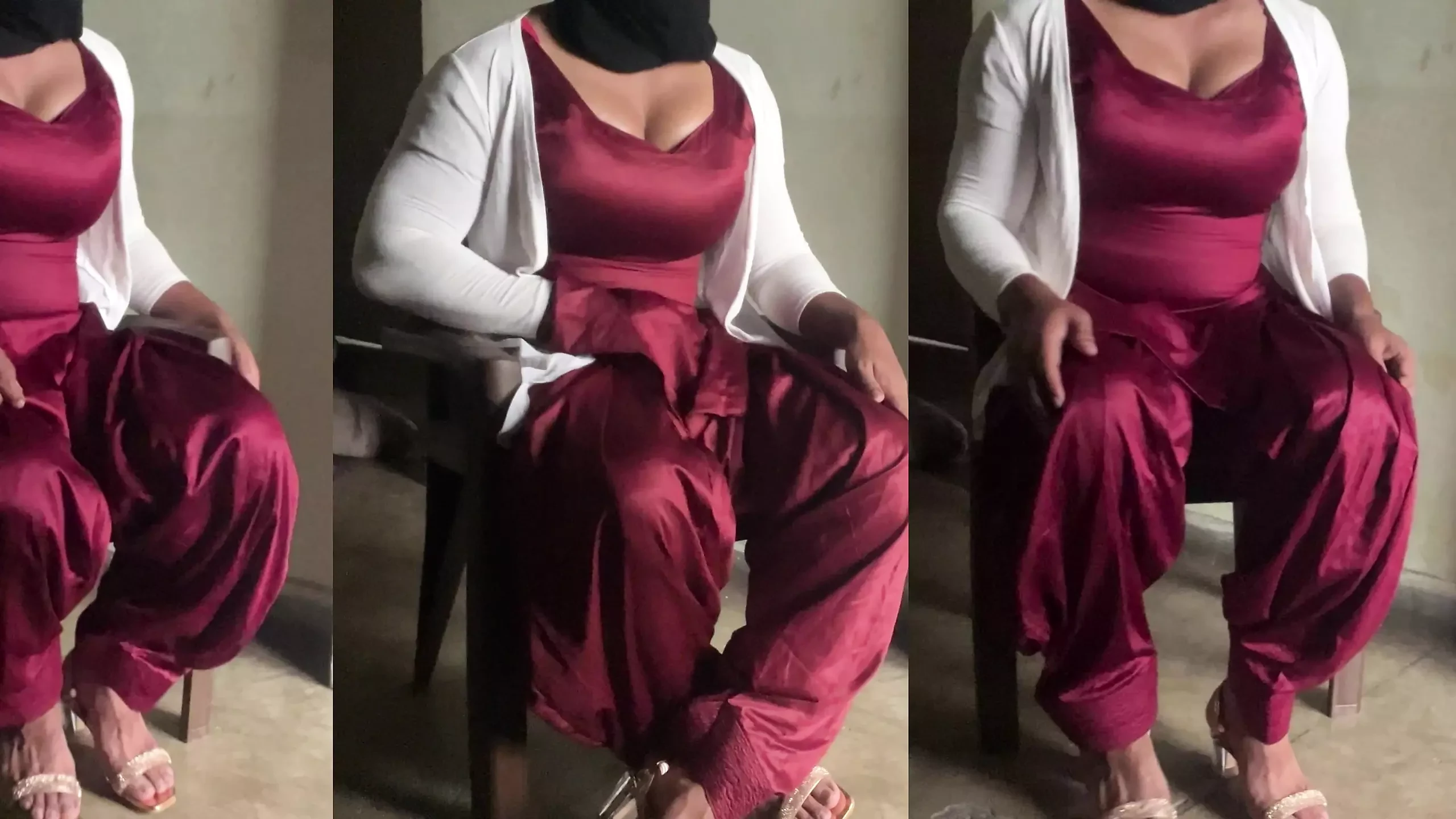 jedwabny garnitur salwar dokuczający dużym