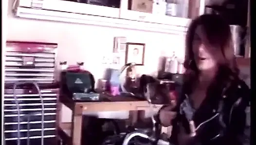 Mature biker slut Jordan Lee bends over and gets her pussy pounded from the back