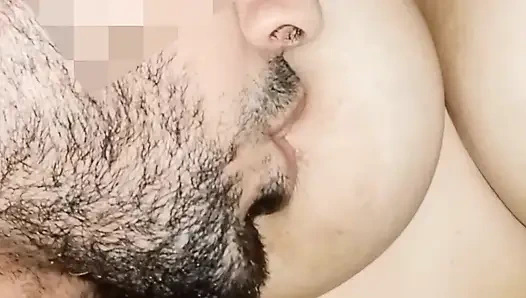 Arab guy gently sucks and bites my big sagging tits until my puffy nipples