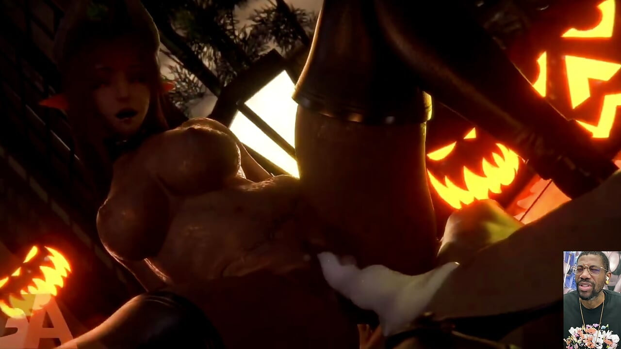 Halloween Succubus dipancut dalam pepek botaknya, gemma diliputi mukanya dengan air mani