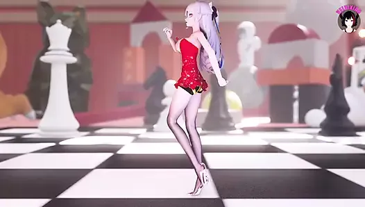 Chica con vestido y piernas largas bailando (3D HENTAI)