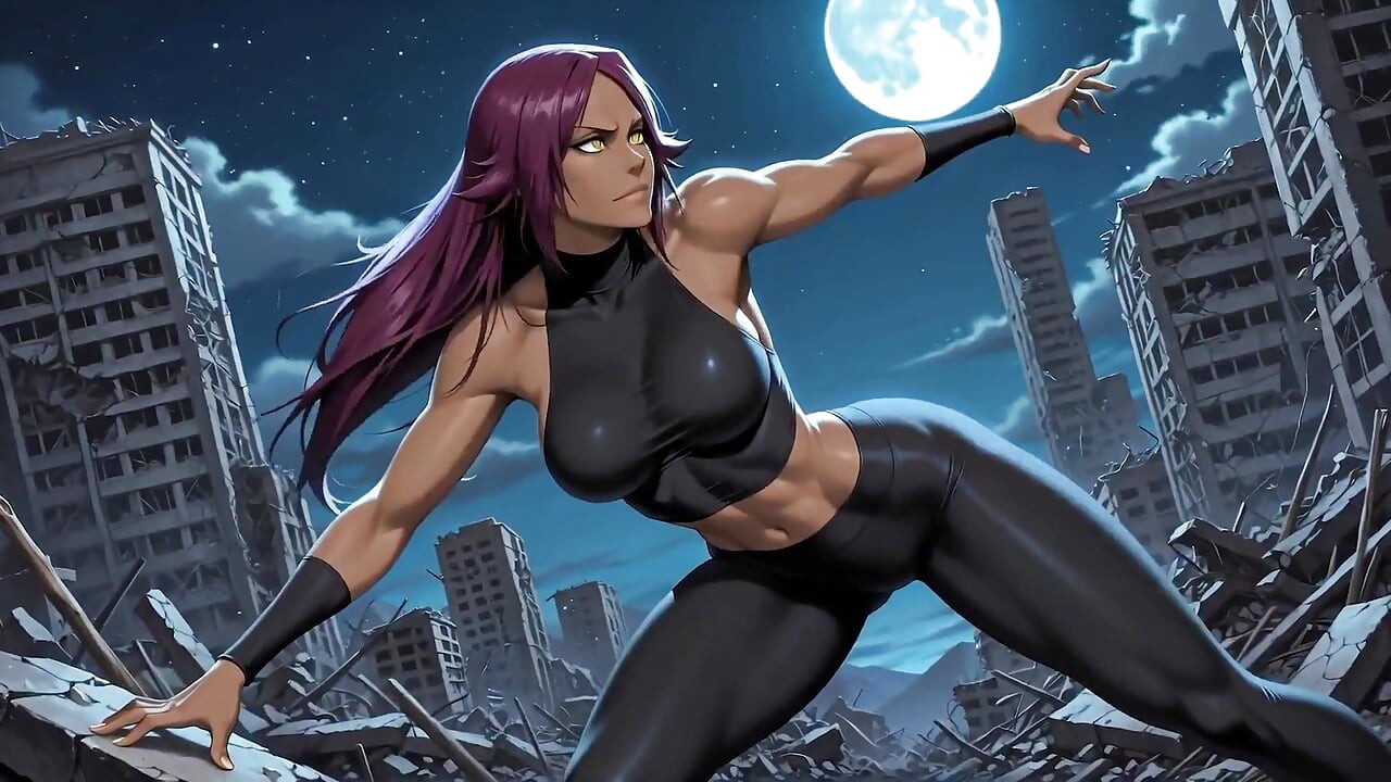 Yoruichi’s Sensual Shadow in Sleek (ai Video)