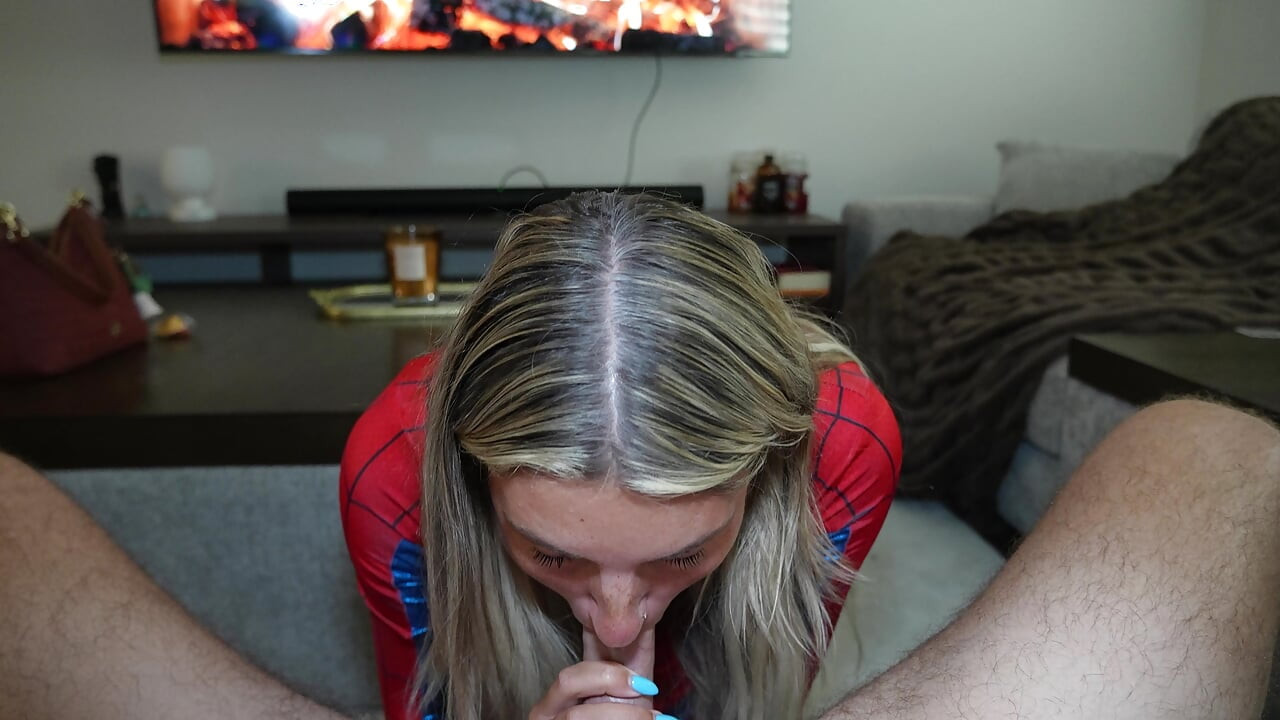 SpiderGirl Gets Covered in a Web of Her Step Bros Cum!