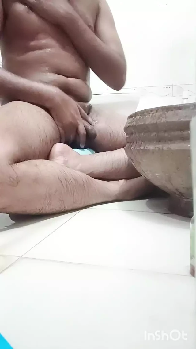 Hot Desi man bathing nude in sexy underwear