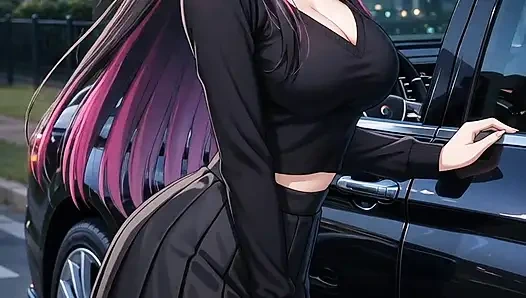 Emo Goth, mädchen, erstes date, WICHsanleitung im geparkten auto, neckt muschi und kommt mit dir