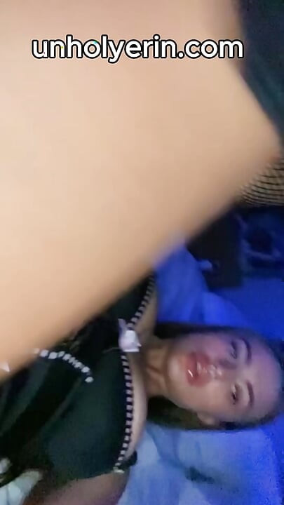Tattooed emo student plays with her dildo