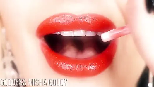 Trainiere deinen drang auf meine roten lippen!