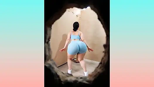 big-bootied rich woman in fitting room