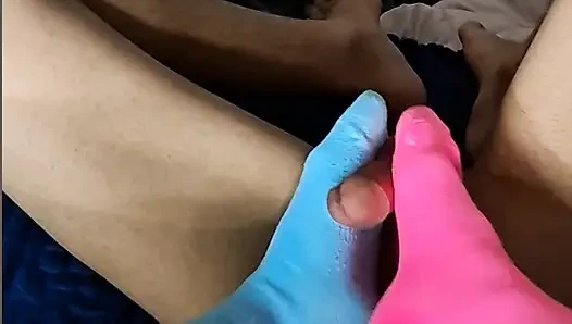 Mistress femdom ballbusting footfetish and handjob