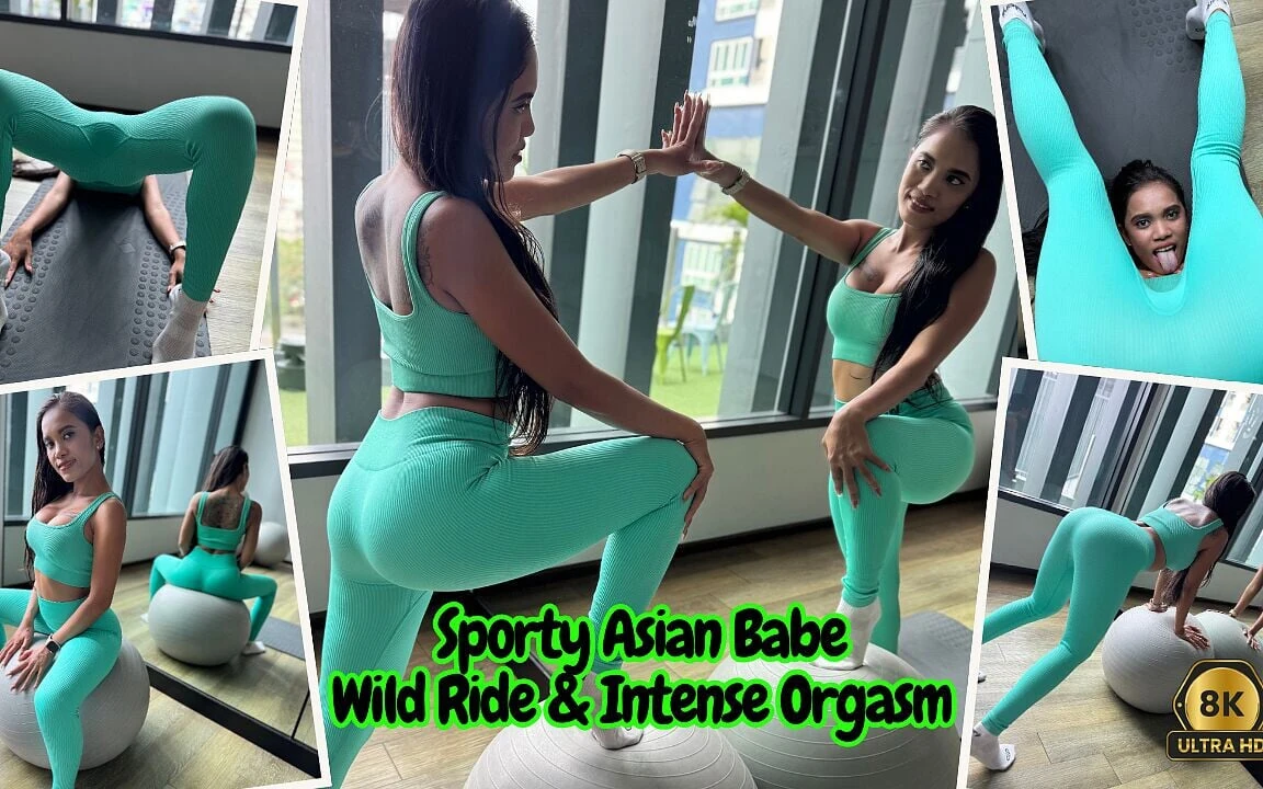 Sportowa azjatycka laska, dzika jazda i intensywny orgazm w 8k60fps VR