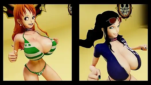 One piece futa robin x nami