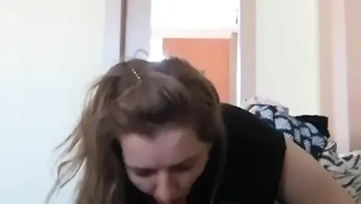 While he watches TV, I give him a blowjob
