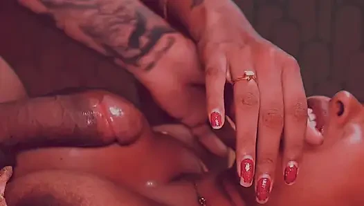 Akash put his cock in his girlfriend's mouth and hit her pussy