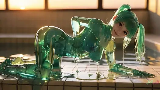 Zümrüt jöle kızlar senin için biniyor ve zıplıyor - at kuyruklulardan gevşek saçlara