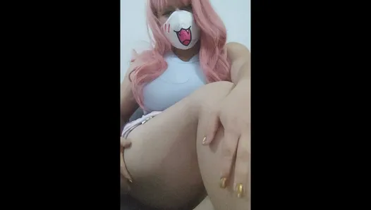 My best friend touches her wet pussy while waiting in my living room