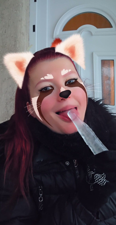 Kinky girl Ana Liz sucks a thick icicle in secret.. | Clip 1