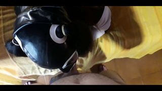Rough blowjob and deepthroat in black sexy outfit – POV